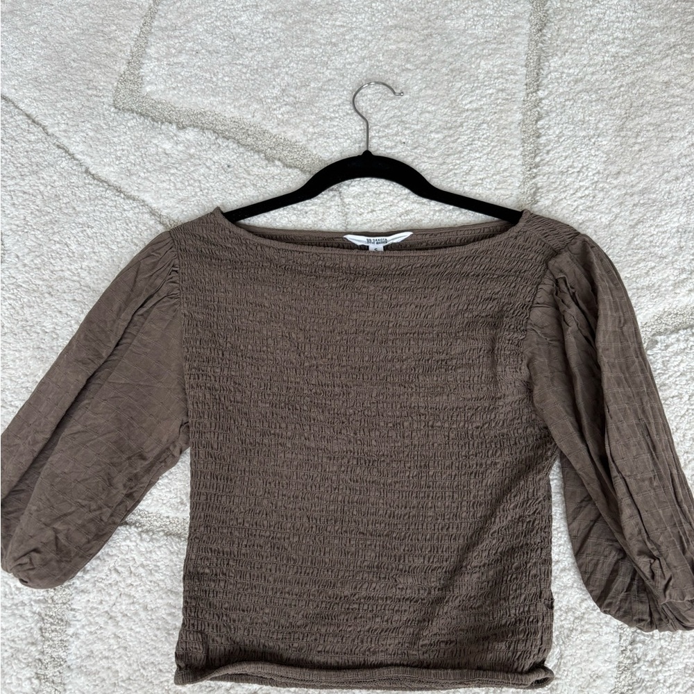 BB Dakota by Steve Madden Brown Puff Sleeve Blouse